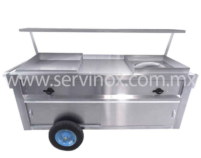 Haz Negocio con el Carro Taquero, 3 Servicios, En Acero Inoxidable